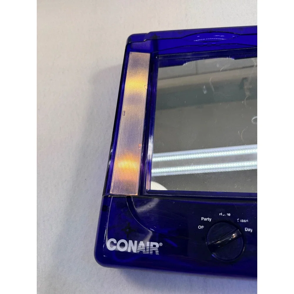 Conair Lighted Makeup Mirror Translucent Blue Y2K 4 Settings Day Office Home